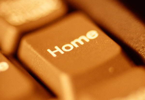 Home as represented as the home key on a keyboard